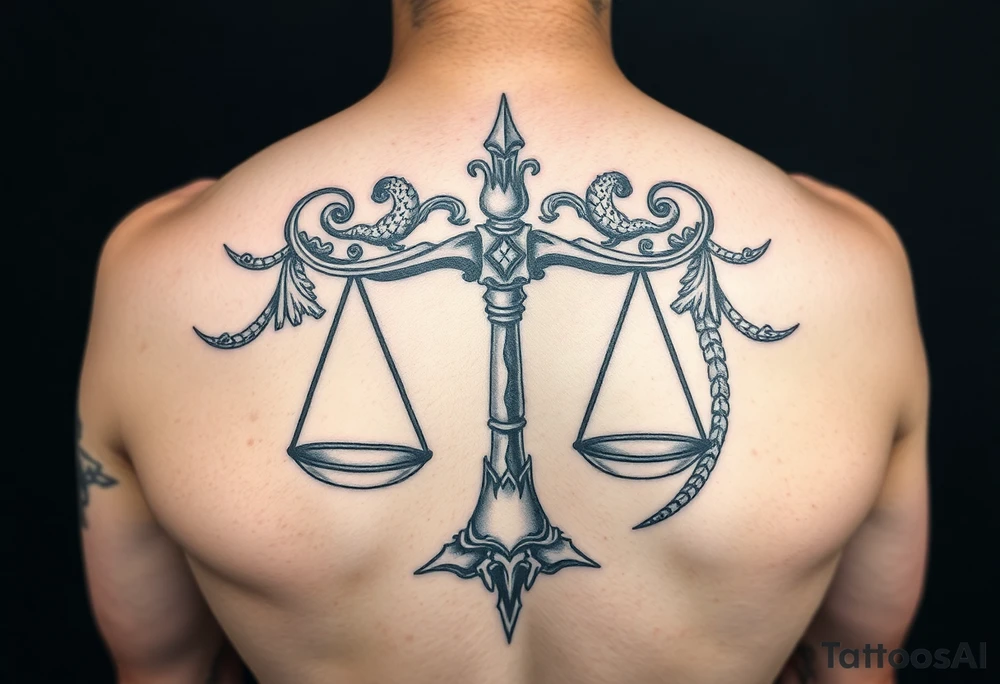 scales weighing time but make it ethreal and spanish tattoo idea