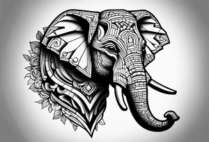 Elephant head made of lego blocks tattoo idea