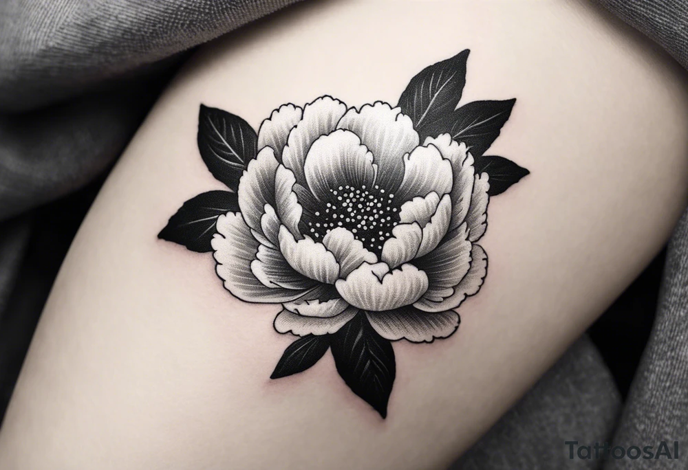 simple peony flower tattoo idea