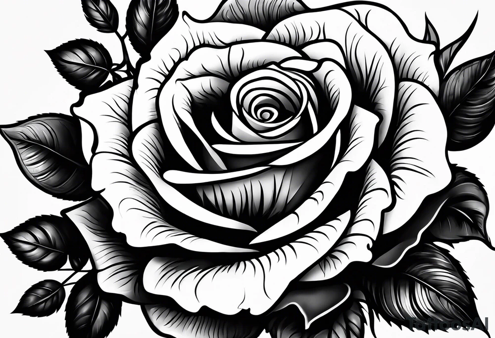 rose tattoo with the number 5 clearly incorporated into it tattoo idea