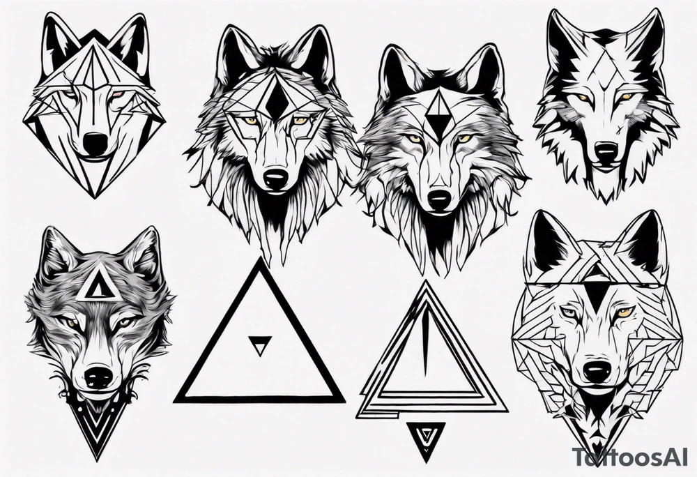 wolf head with triangle in the background tattoo idea