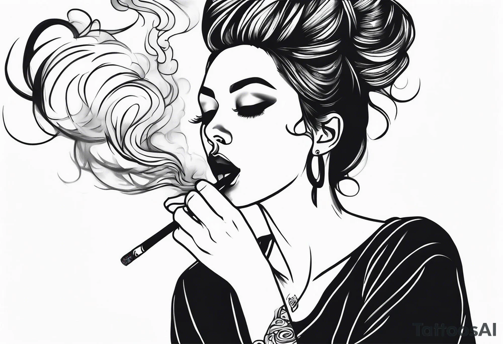 Draw me black smoke coming out of a cigarette tattoo idea