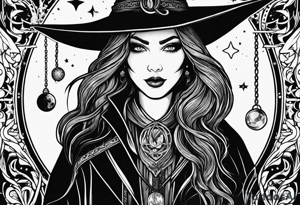 Tarot card, witch, fantasy, broom, cat, Harry Potter, charmed, moons tattoo idea