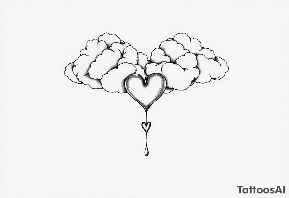 Clouds with a heart shaped noise dropping out tattoo idea Clouds with a heart shaped noise dropping out tattoo idea