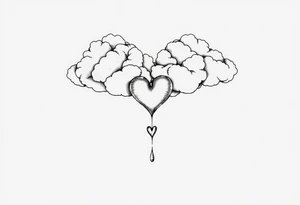 Clouds with a heart shaped noise dropping out tattoo idea