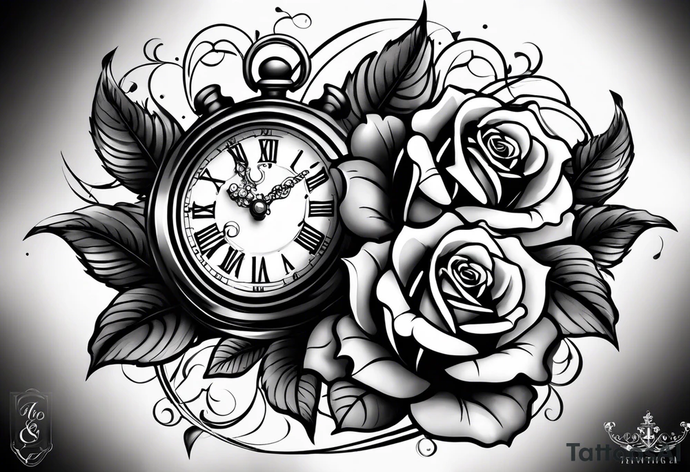 Cross anchor clock and Rose all Nice and flowing on the top part of my arm to make a half sleeve tattoo idea