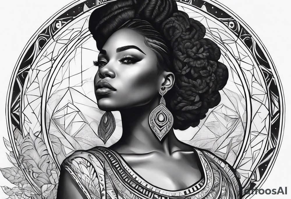 Powerful, black women, astrology, spiritual, abstract tattoo idea