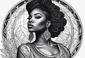 Powerful, black women, astrology, spiritual, abstract tattoo idea