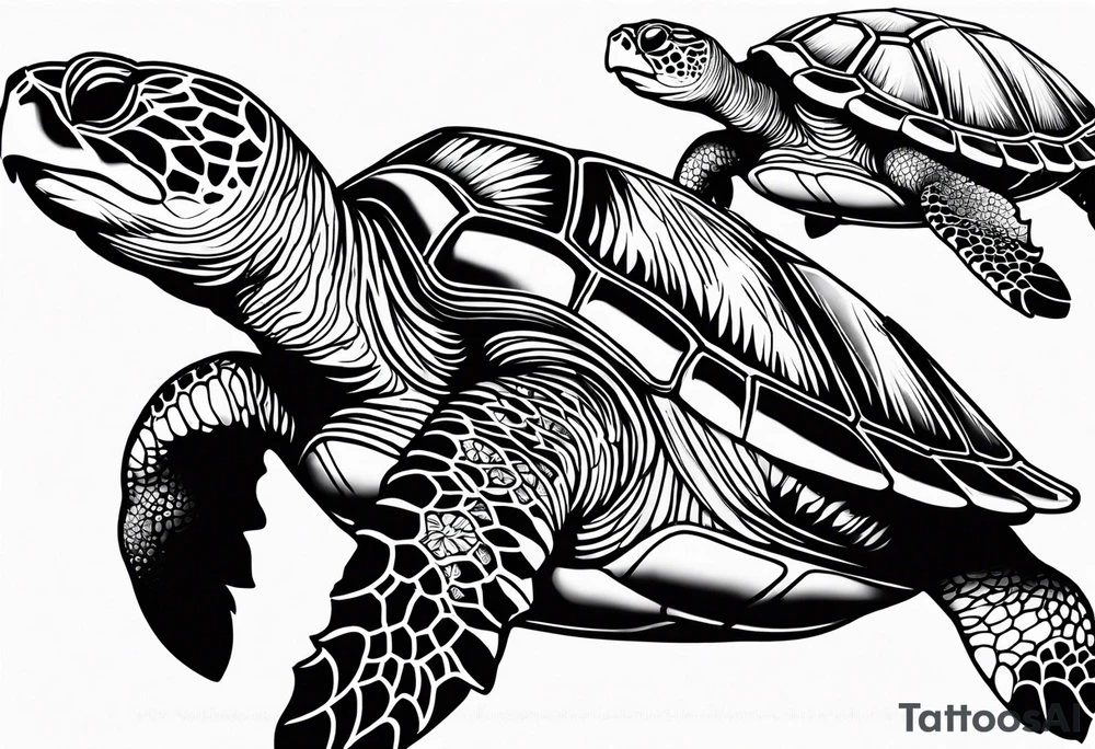 Hawaiian sea turtles tattoo idea