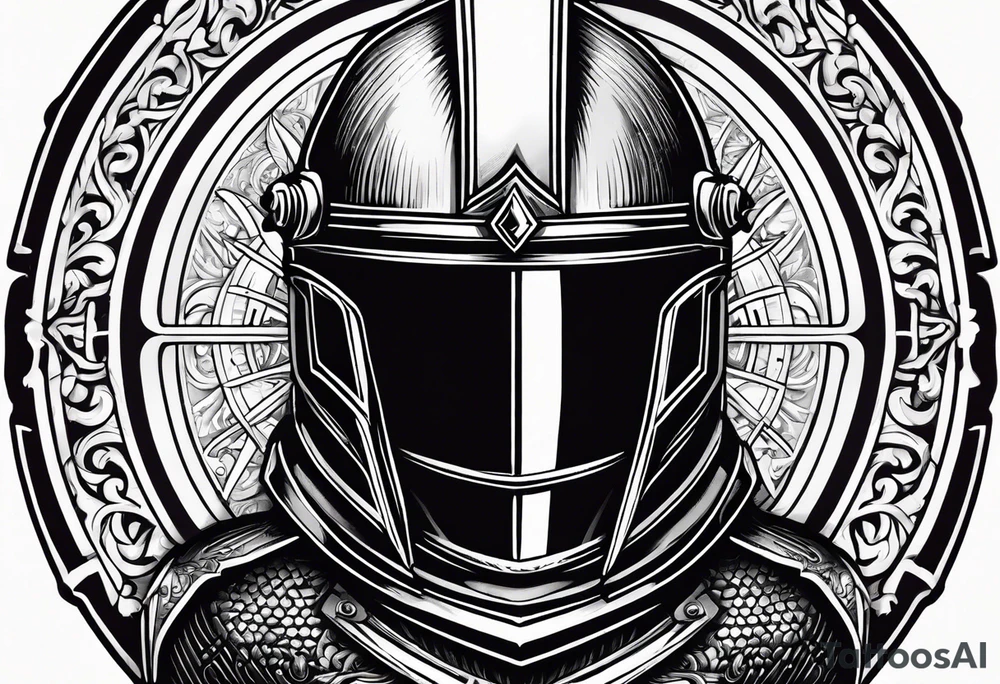 medieval knight helmet 
woodcut stamp style tattoo idea
