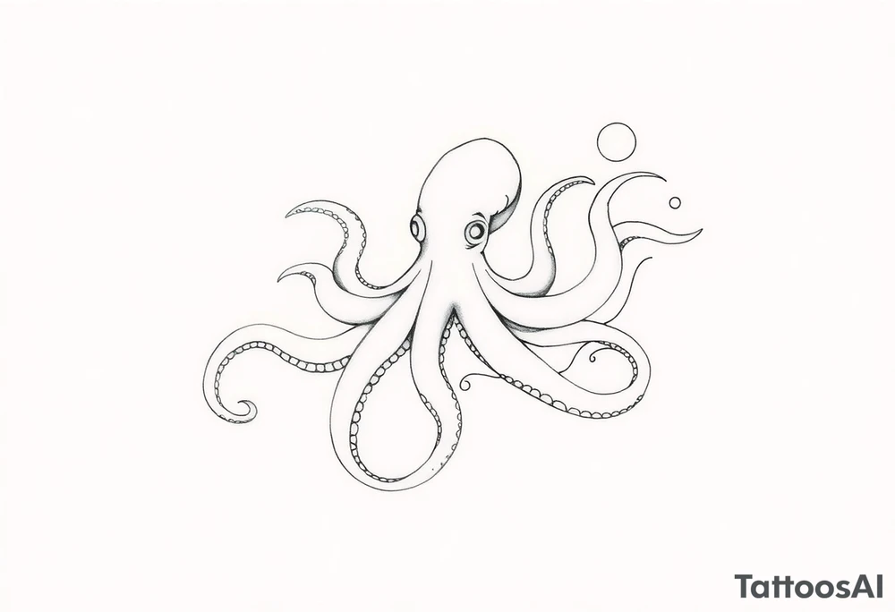 abstract tattoo design, flowing fine black lines, minimalistic style, psychedelic ink pattern, looks like gasoline or oil floating on water, iridescent texture implied, delicate and organic line swirls, elegant liquid shapes, abstract stream of ink, subtle illusion of an octopus, hidden tentacle forms, not literal animal, just hints, emerging in the fluid forms, surreal and trippy vibe, feminine and graceful, non-representational, semi-random ink trails, vapor-like flow, inspired by oil slicks, smoke or mist patterns, dynamic and hypnotic, modern abstract linework, echo of marine shapes, no solid fills, transparent and airy, Pis Saro and Balazs Bercsenyi inspiration, Do not draw an actual octopus – suggest it subtly through abstract flowing shapes, Focus on the liquid movement and gasoline texture, Imitate the look of black linework mimicking iridescent oil swirls, Psychedelic ink pattern that resembles tentacles but stays abstract tattoo idea