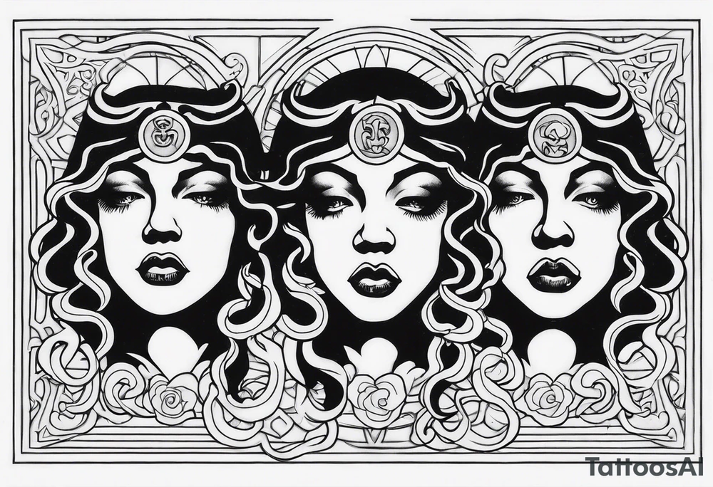 hear no evil, see no evil, speak no evil medusa tattoo idea