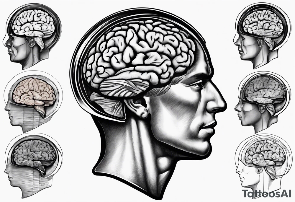Human anatomical brain in sagittal section inside hourglass for man tattoo idea Human anatomical brain in sagittal section inside hourglass for man tattoo idea