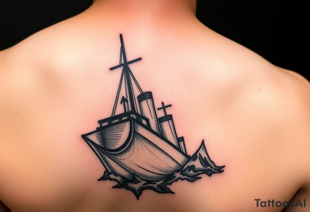 titanic image with map coordinates tattoo idea