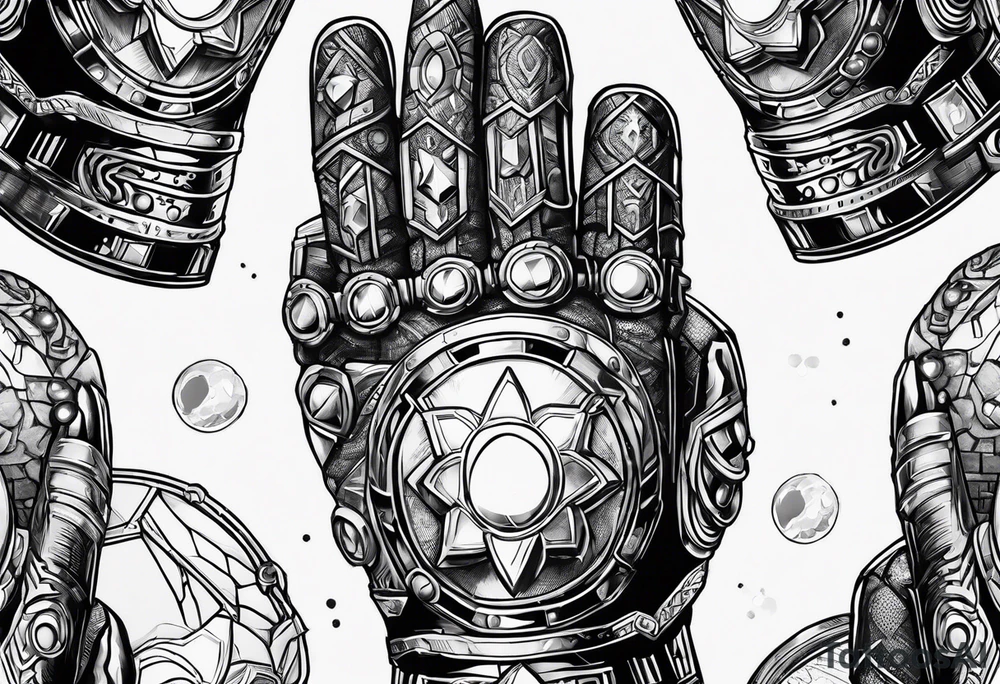 Infinity gauntlet with infinity stones tattoo idea