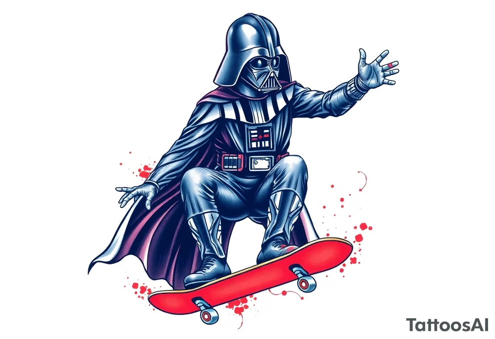 Darth Vader skateboarding >
blue & red tattoo idea
