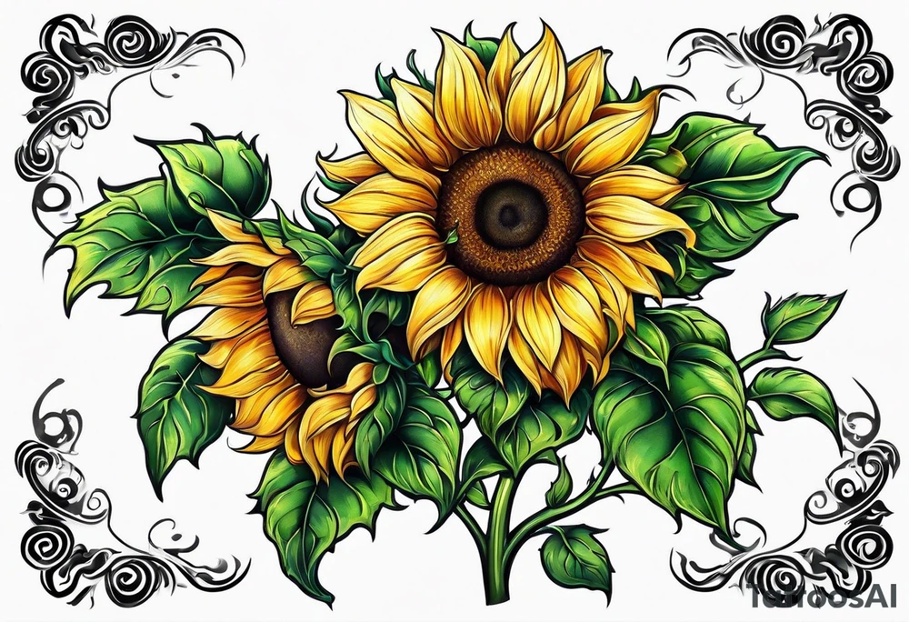 Sunflower corner tattoo idea