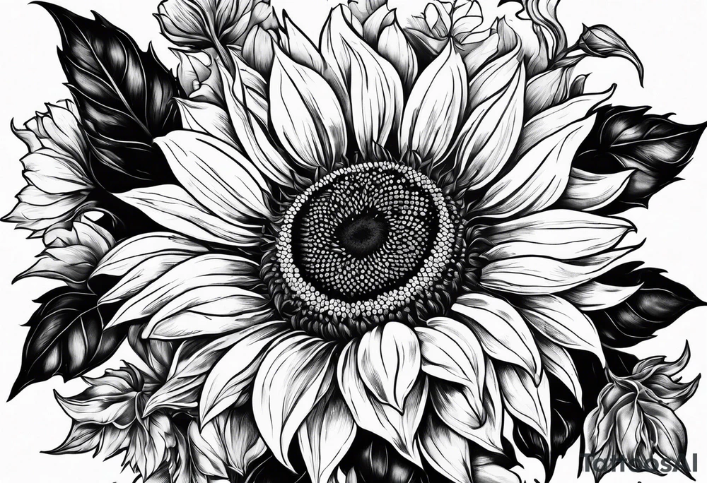 Wild flower garden sunflower tattoo idea