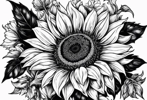 Wild flower garden sunflower tattoo idea