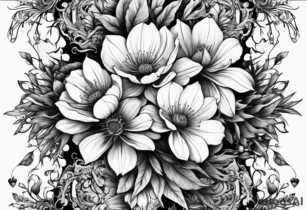 Two paths. One dark, twisted and thorny. Second bright, flowers and beautiful tattoo idea