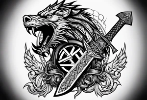 Valhalla valknut sword axe Dragon tattoo idea