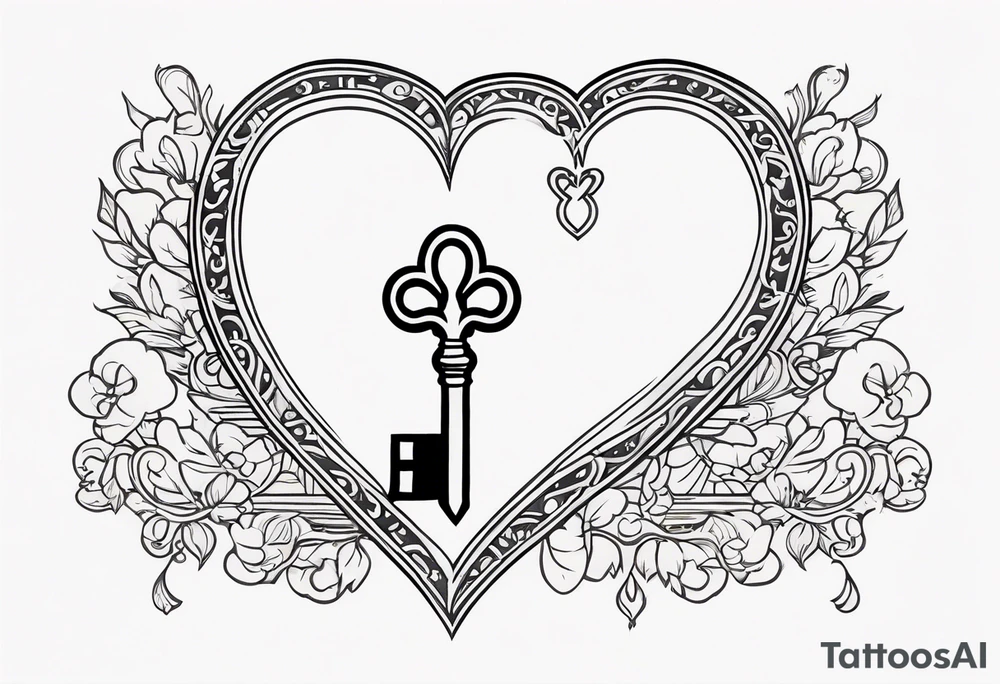 Antique keys heart shaped tattoo idea