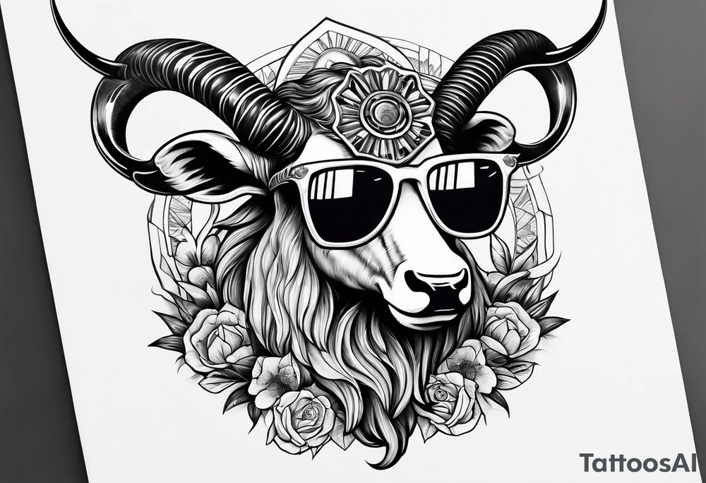capricorn with sunglasses and shotgun tattoo idea