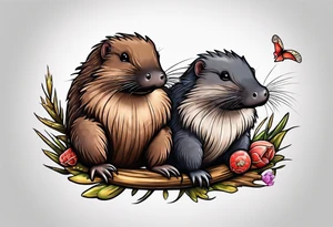 Australian Platypus, Echidna, Wombat & Sugar Glider together tattoo idea