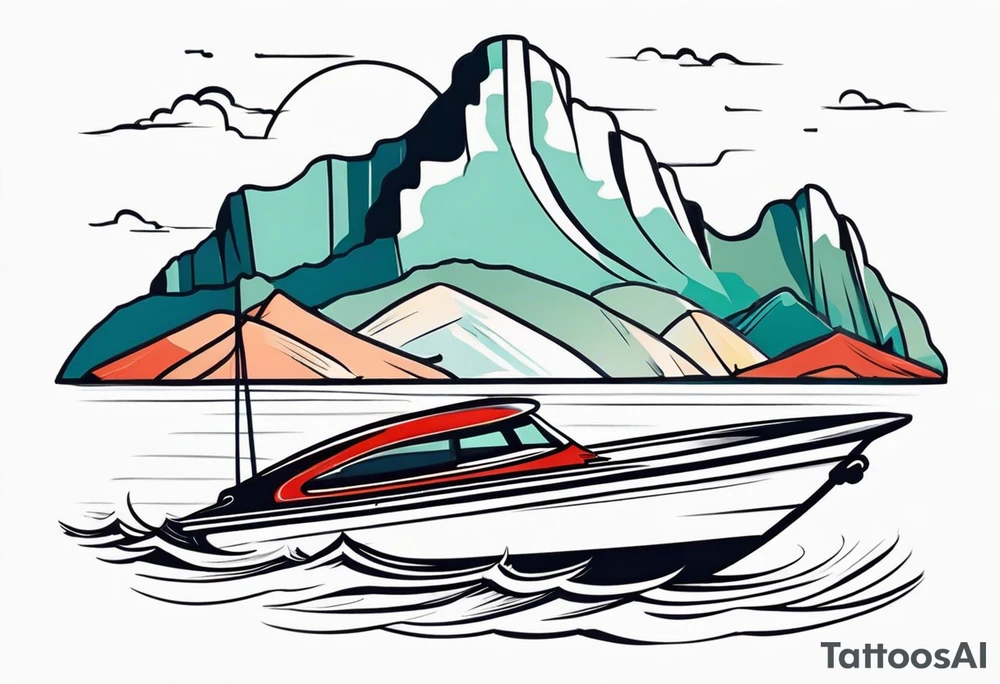 Speed Boat to island of capri tattoo idea