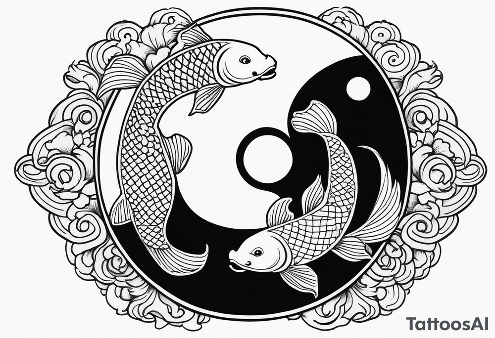 powerful majestic ying Yang symbol adorned in koi fish tattoo idea powerful majestic ying Yang symbol adorned in koi fish tattoo idea
