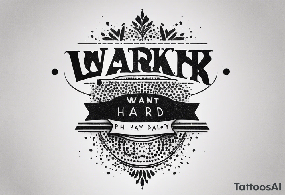 I want a tattoo containing the following two words "work hard" and "play hard". tattoo idea