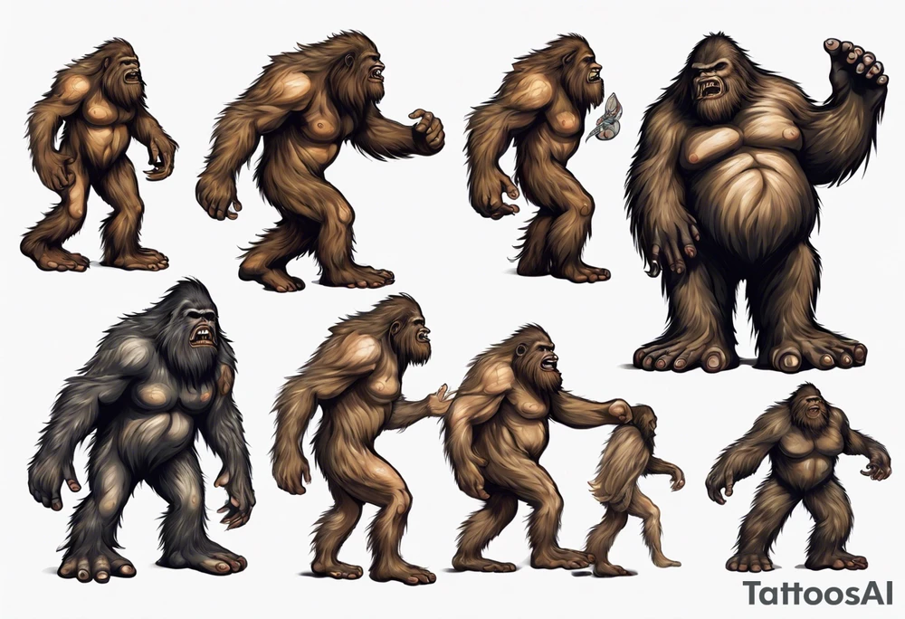 Big foot having an outer body experience tattoo idea