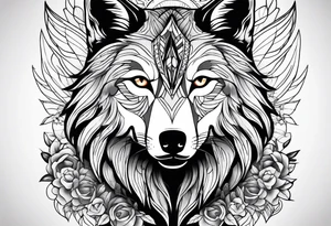 Wolf outside woman tattoo idea