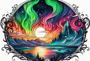 Northern lights with pennywise tattoo idea