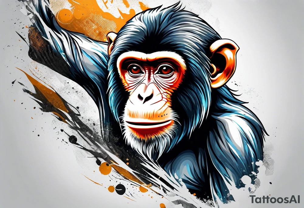 monkey with real madrid shirt celebrating soccer goal tattoo idea