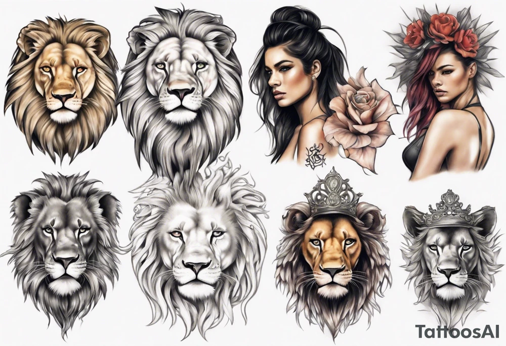 Half lion Half woman tattoo idea
