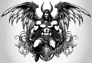 Devil with angel wings fighting tattoo idea