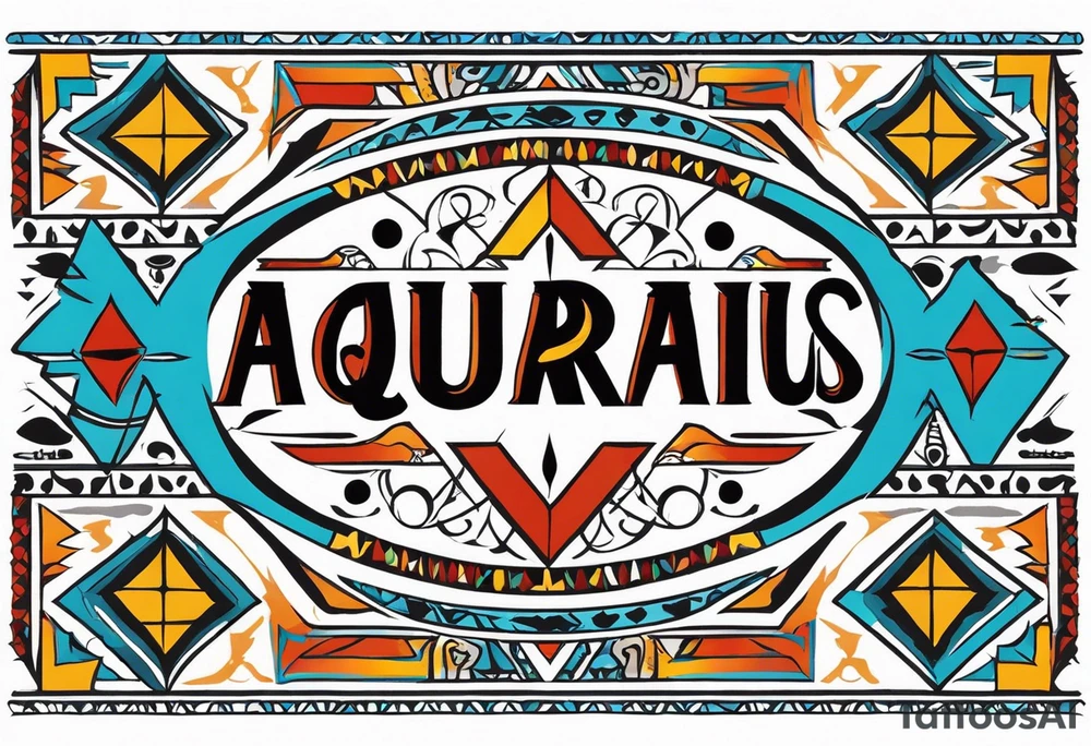 Arm band Comanche native symbols with Aquarius theme tattoo idea