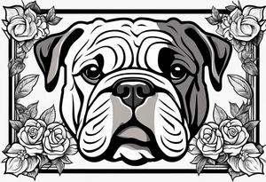 old english bulldog white brown tongue out tattoo idea
