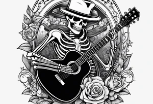skeleton holding a guitar tattoo idea
