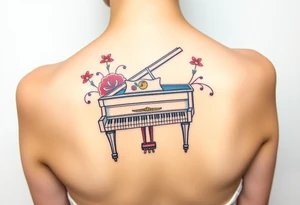Colorful piano tattoo idea