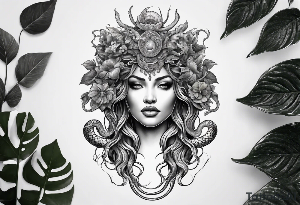 Medusa with Dionaea muscipula instead of snakes tattoo idea