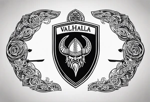 Valhalla viking shield hatchet sword tattoo idea