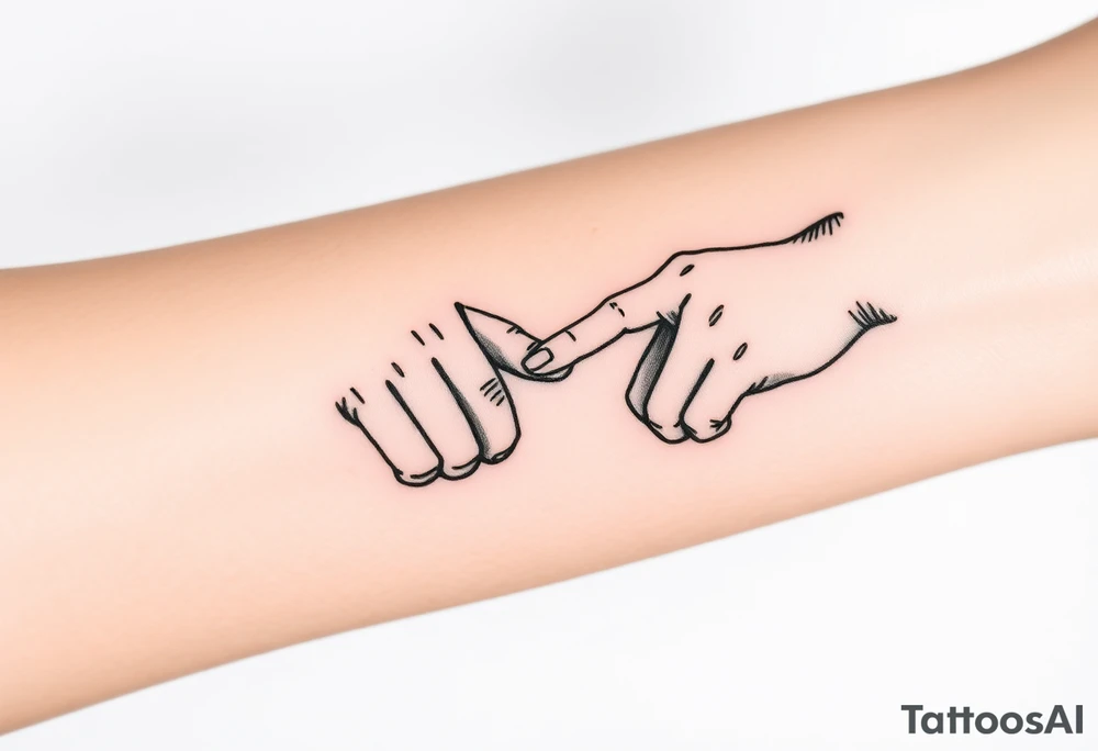 Two hands reaching for each other touching fingertips tattoo idea