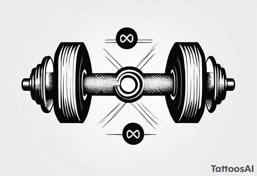 Infinity symbol with hex dumbbell tattoo idea