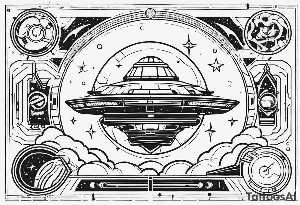 theme retro scifi items tattoo idea