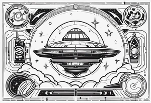 theme retro scifi items tattoo idea