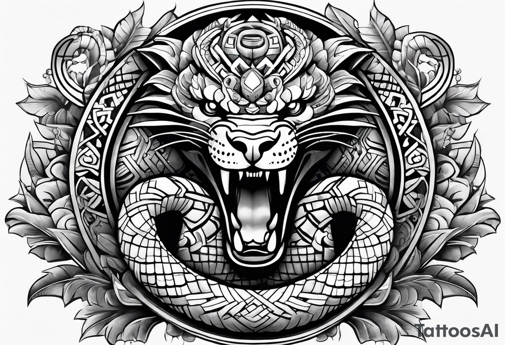 aztec snake sleeve tattoo idea