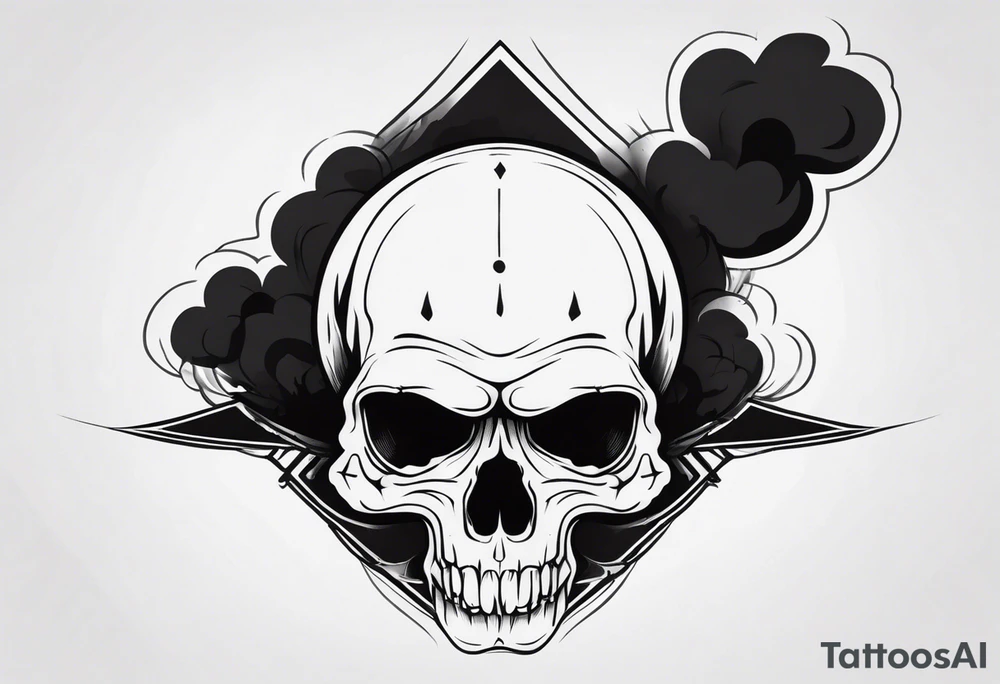 skull with smoke coming from the bottom tattoo idea