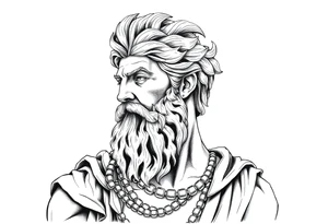 GREEK GOD LOOKING OVER HIS EMPIRE tattoo idea